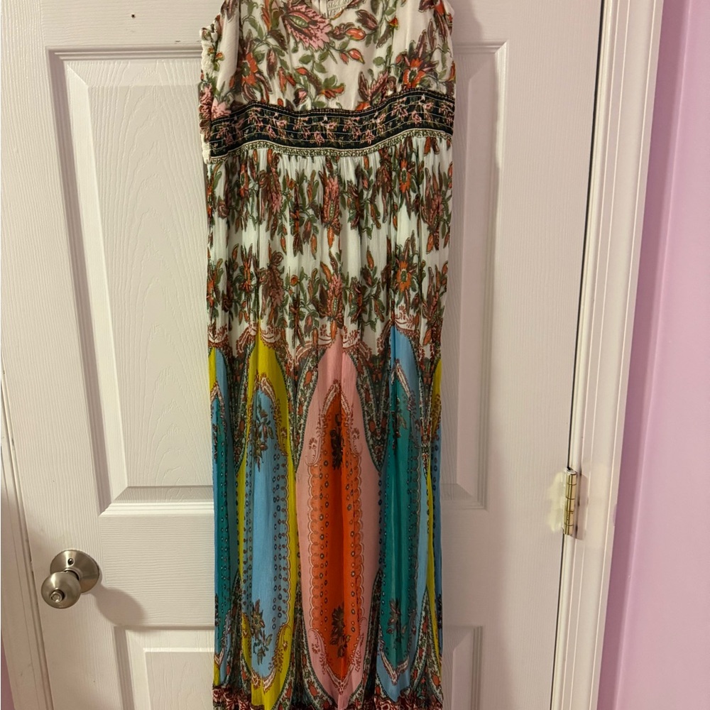Anthropologie Floral Maxi Skirt with Multicolor Design